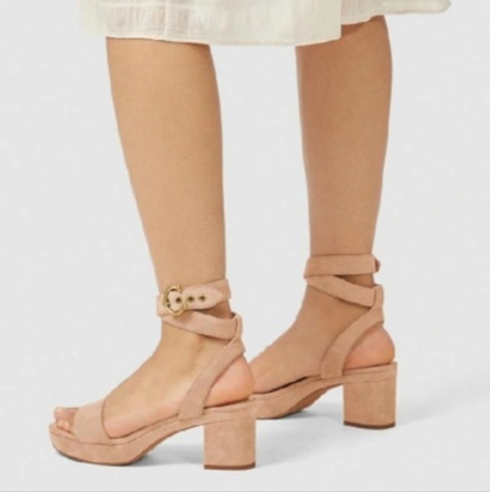 Coach Serena C-Buckle Suede Platform Sandals